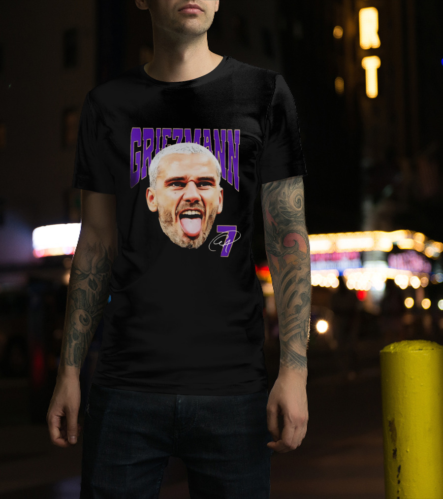 Antoine Griezmann Expression Purple Text Number 7 T-Shirt