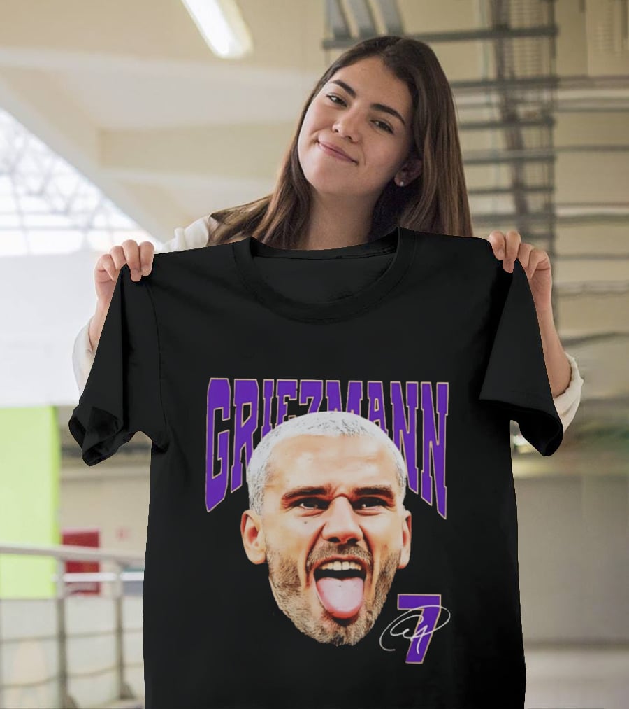 Antoine Griezmann Expression Purple Text Number 7 T-Shirt