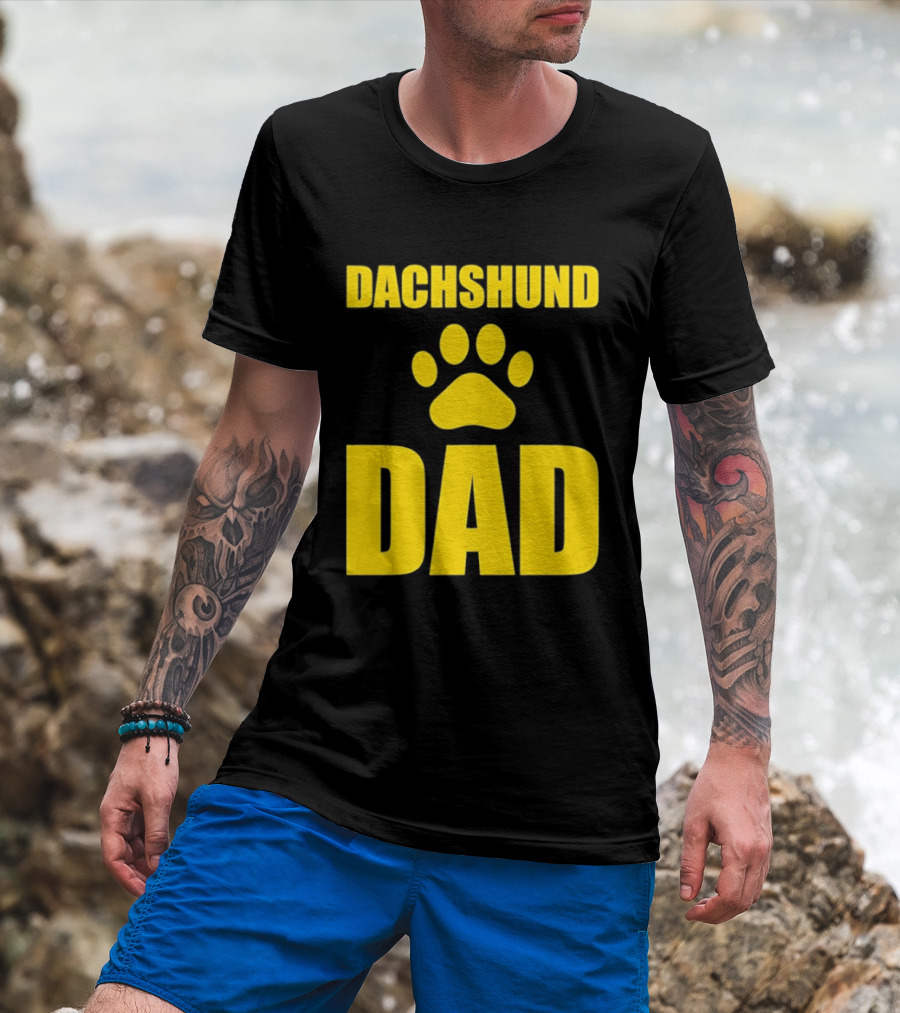 Dachshund Dad Wiener Dog Paw Print T-Shirt