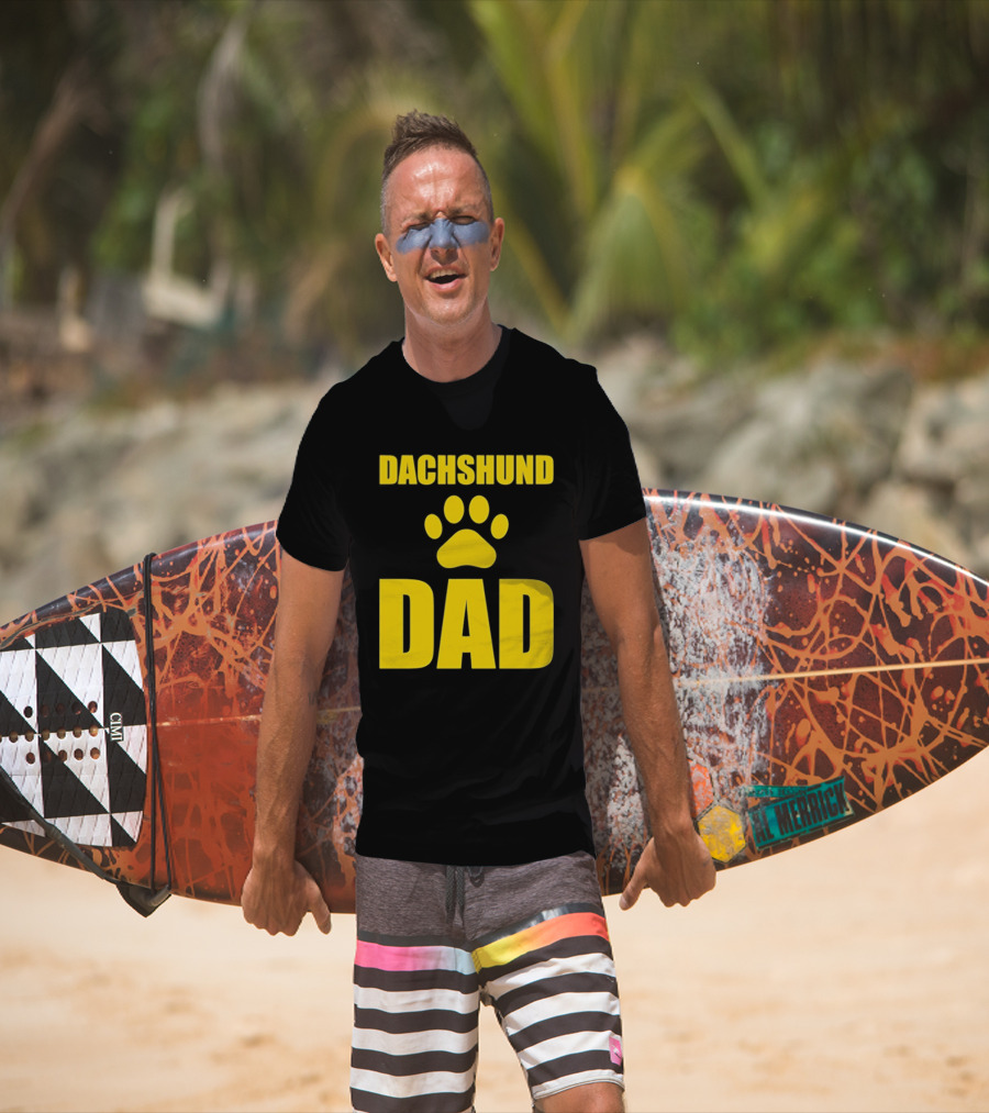 Dachshund Dad Wiener Dog Paw Print T-Shirt
