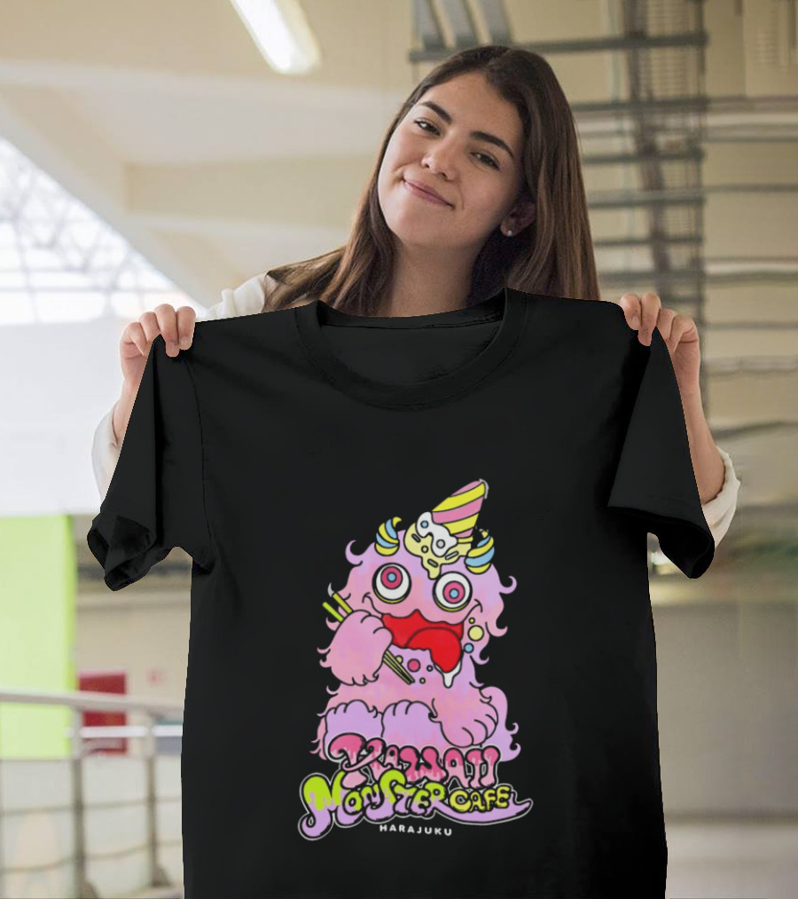Kawaii Monster Cafe Harajuku Pink Fluffy Creature Fun T-Shirt