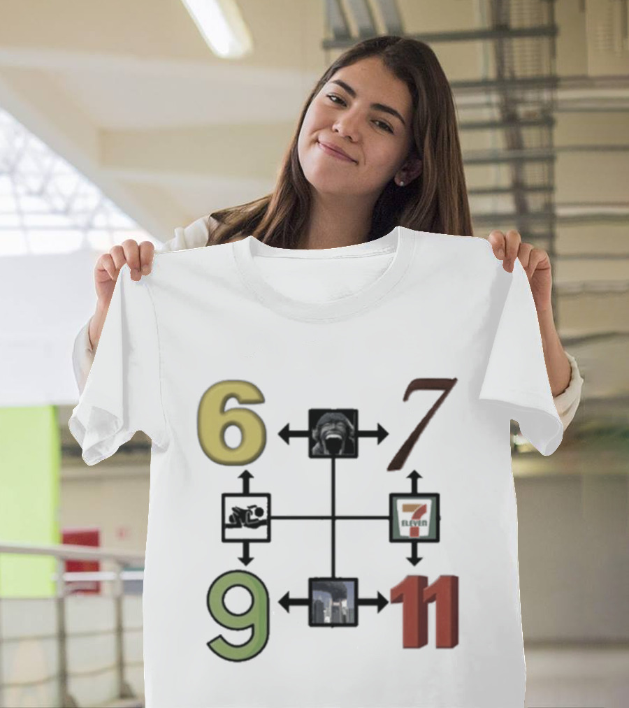 Six Seven Nine Eleven Numbers With Arrows T-Shirt
