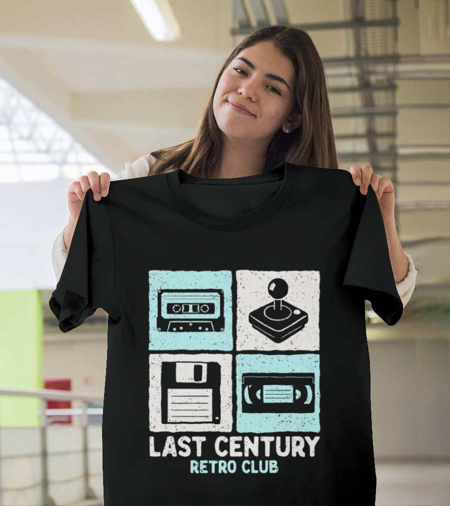 Last Century Retro Club Cassette Tape Joystick Floppy Disk Video Tape T-Shirt
