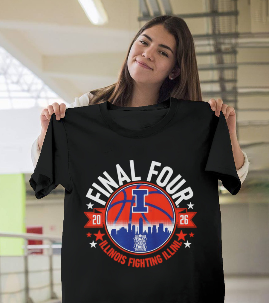 Illinois Fighting Illini 2026 Final Four Basketball Skyline T-Shirt