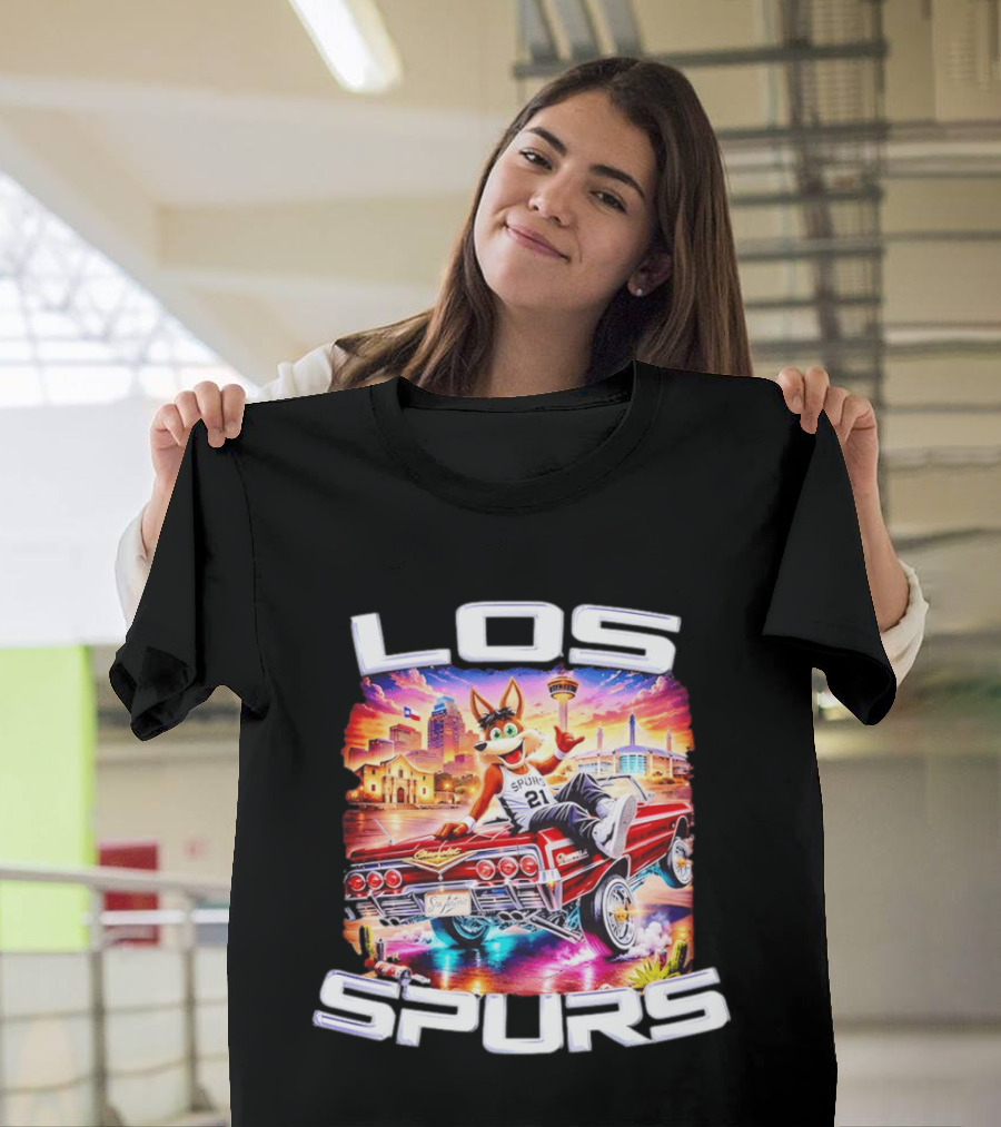 Los Spurs Coyote 21 LowRider San Antonio Skyline T-Shirt