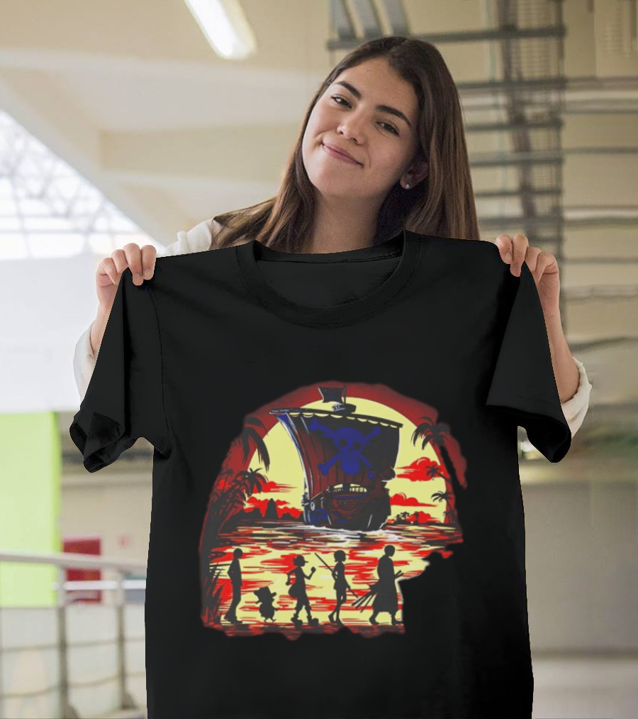 Fellowship Straw Hat Pirates Going Merry Sunset Adventure T-Shirt