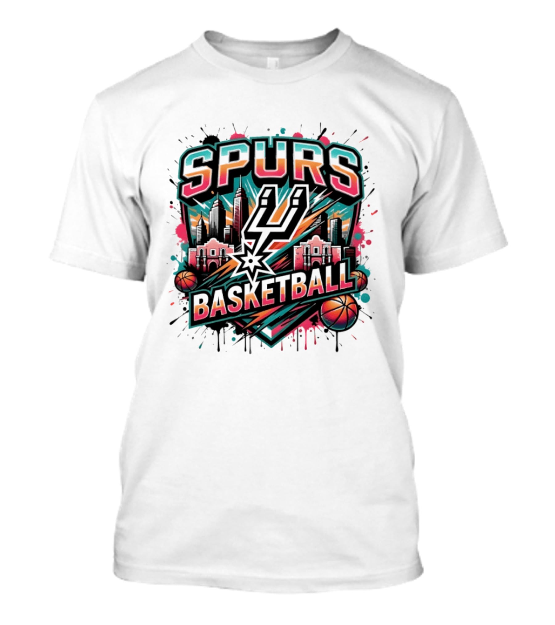 San Antonio Spurs Fiesta Skyline Basketball T-Shirt