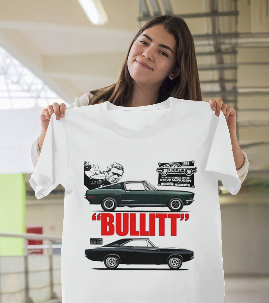 Bullitt 1968 Frank Bullitt Ford Mustang GT Green Highland Dodge Charger T-Shirt