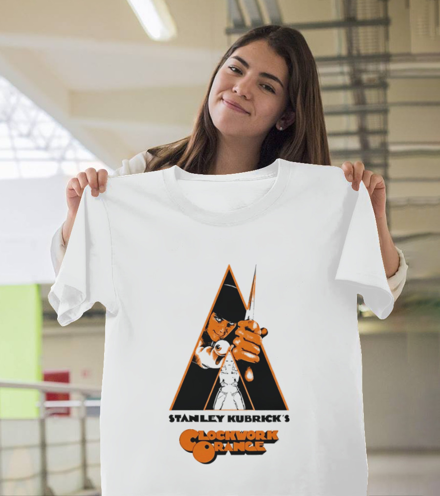 work Orange Stanley Kubrick Iconic Image with Knife and Triangle T-Shirt