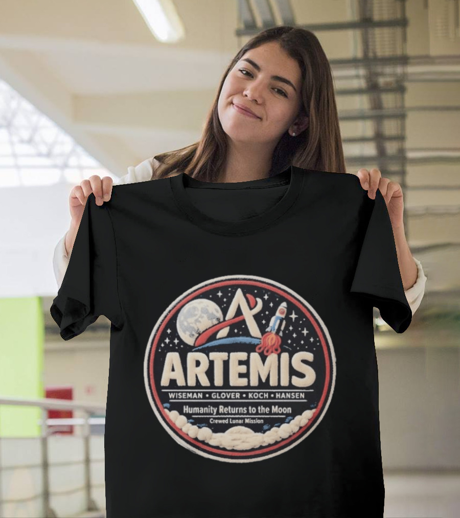 Artemis 2 Mission Faux Lunar Patch NASA T-Shirt
