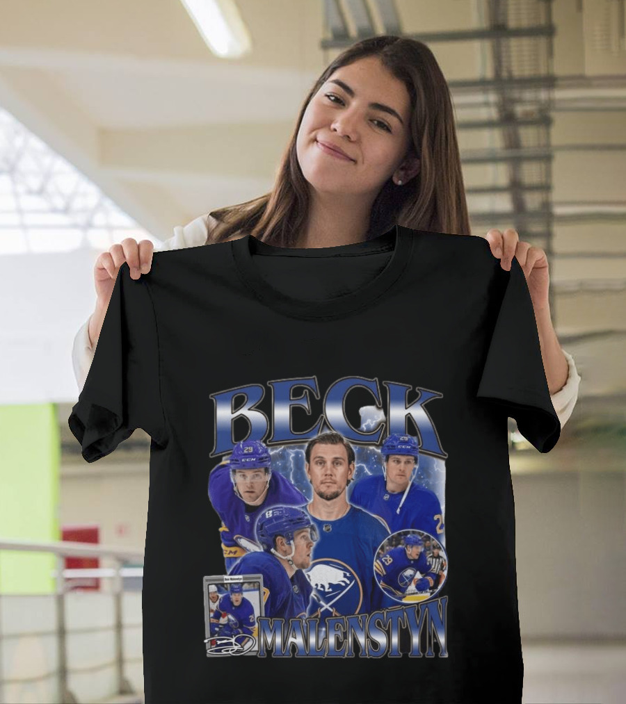 Beck Malenstyn Blue 29 Hockey Celebration T-Shirt