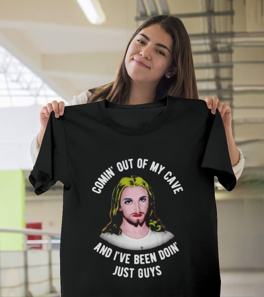 Comin' Out Of My Cave And I've Been Doin' Just Guys Retro Jesus T-Shirt