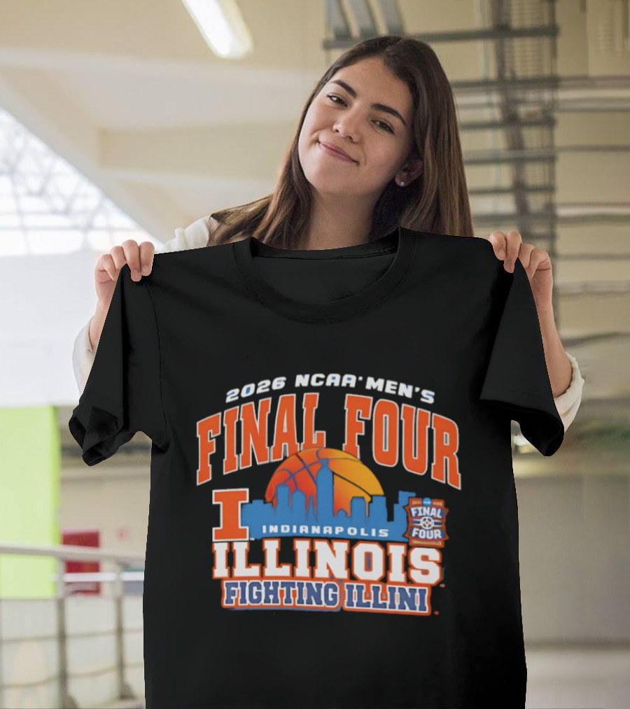 2026 NCAA Men's Final Four Indianapolis Illinois Fighting Illini Basketball Skyline T-Shirt