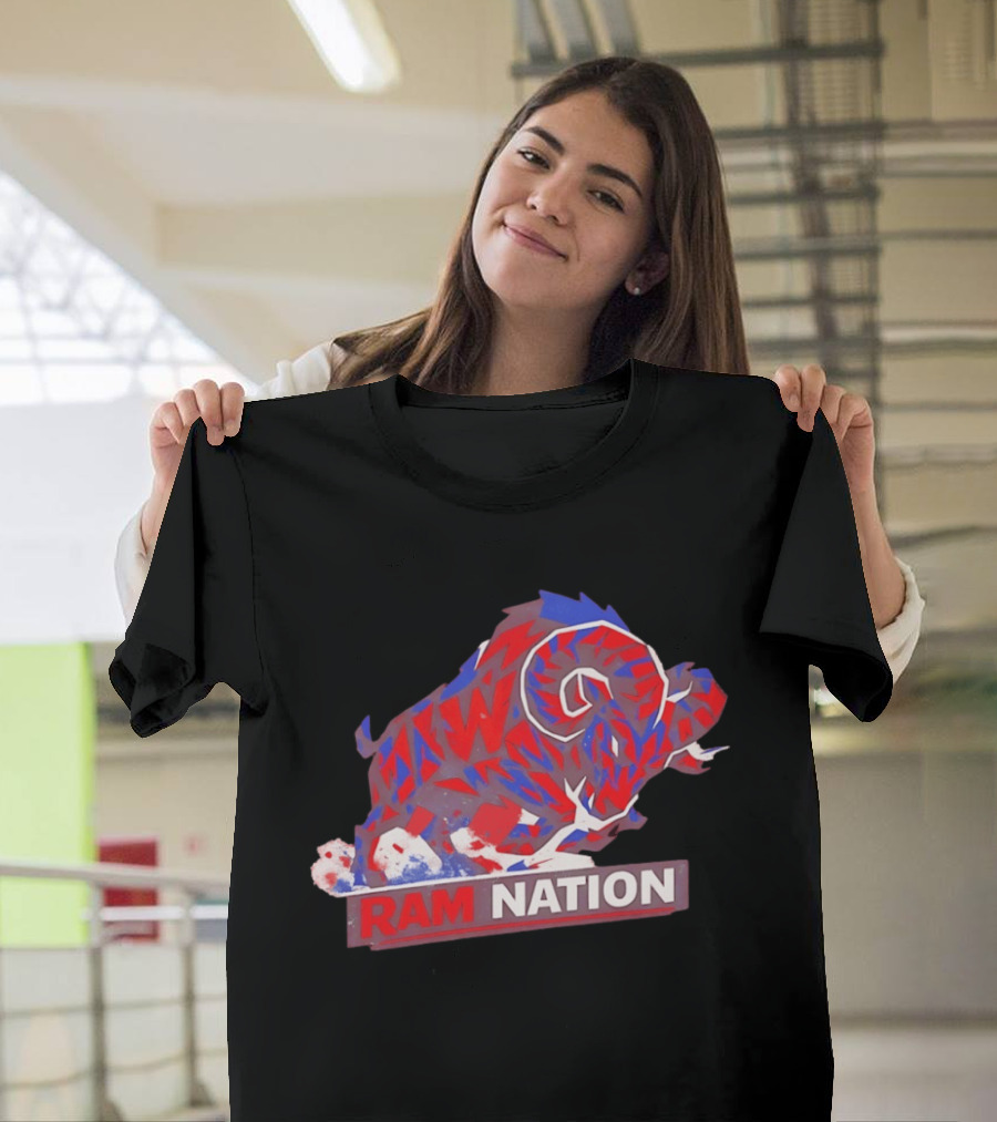 Ram Nation Red Blue Charging Ram T-Shirt