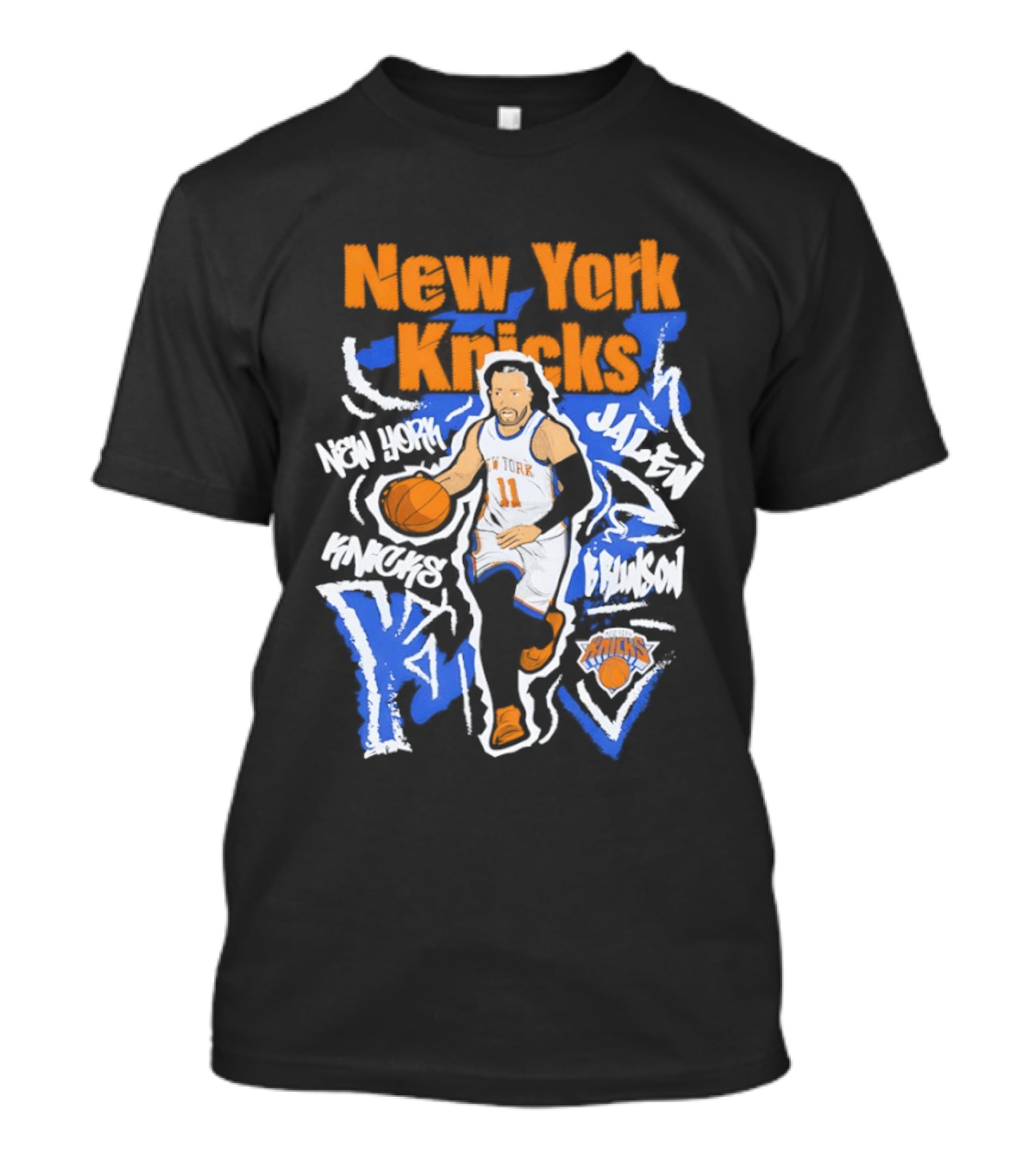 New York Knicks Jalen Brunson 11 Basketball NBA Player Cartoon T-Shirt