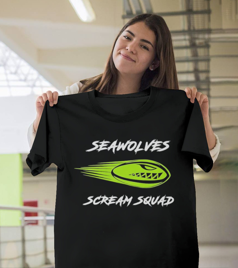 Seawolves Scream Squad Rugby Branding Lime Green Fierce T-Shirt
