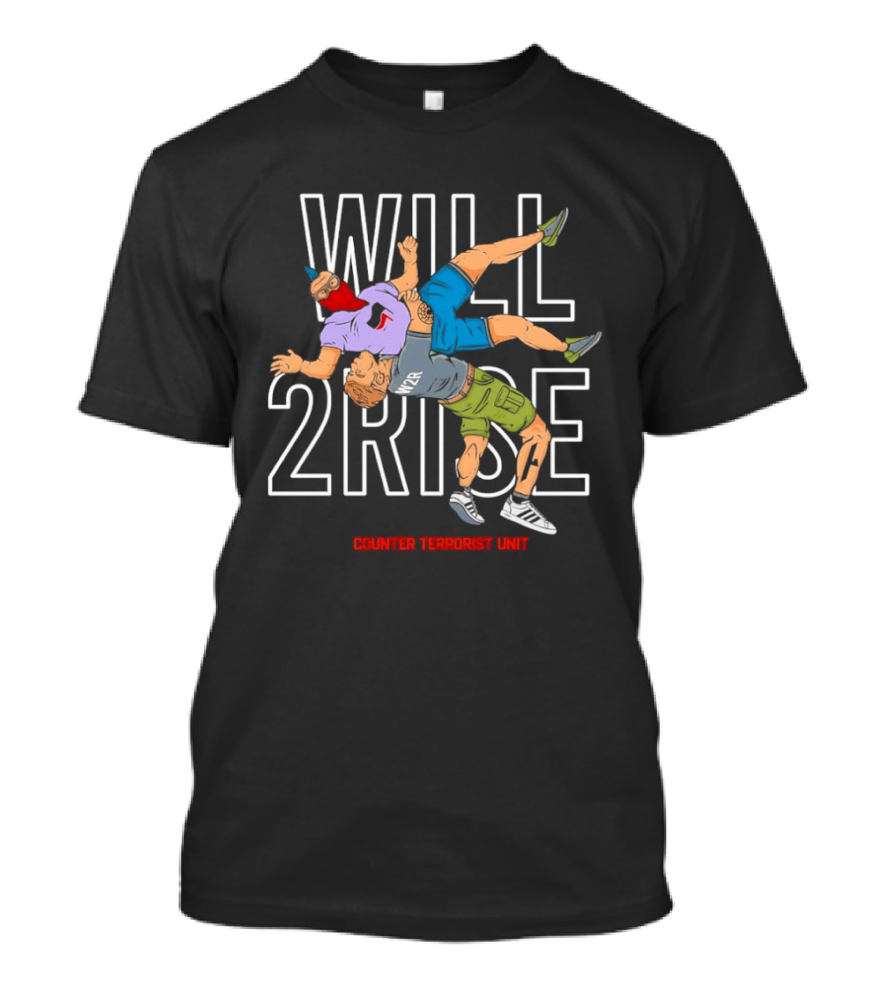 Will 2Rise Counter Terrorist Unit Emblem Wrestling Action T-Shirt
