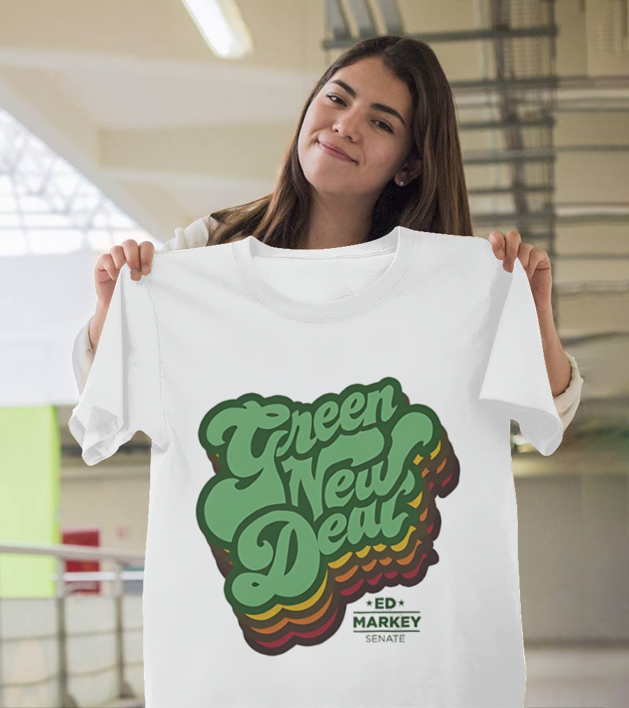 Green New Deal Ed Markey Senate Retro Font T-Shirt