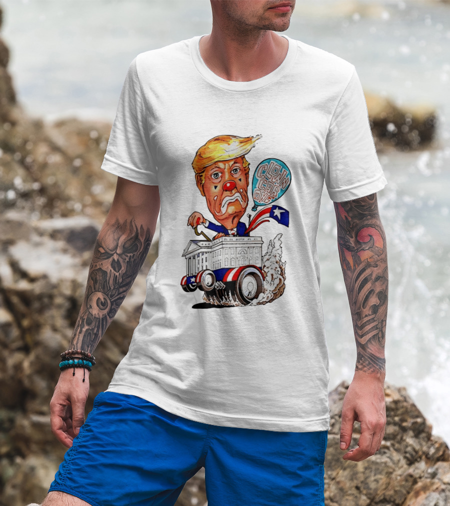 Clown Car One Cartoon Trump White House Sátira Política Divertida T-Shirt