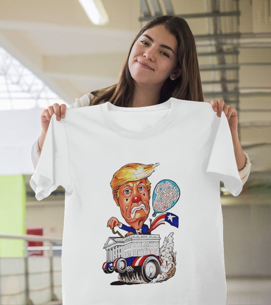 Clown Car One Cartoon Trump White House Sátira Política Divertida T-Shirt