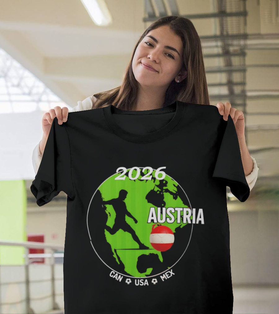 Austria Football 2026 CAN USA MEX World Cup Soccer Map T-Shirt