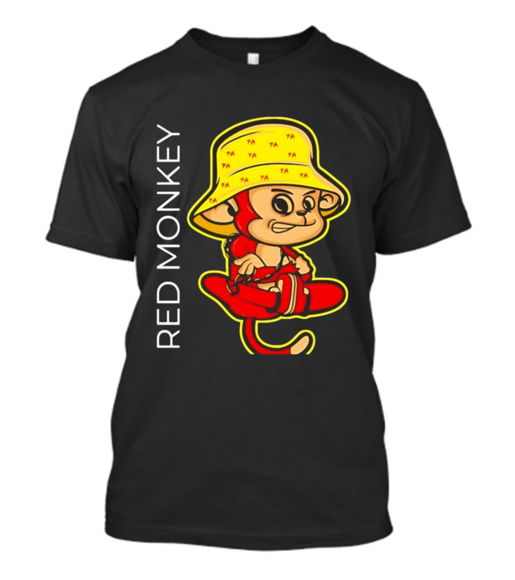 PA Red Monkey Cartoon With Yellow Hat T-Shirt