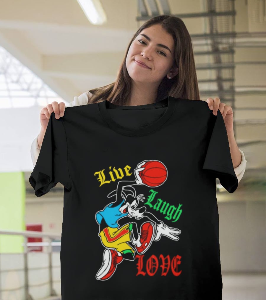 Live Laugh Love Goofy Basketball Colorful Dunk T-Shirt