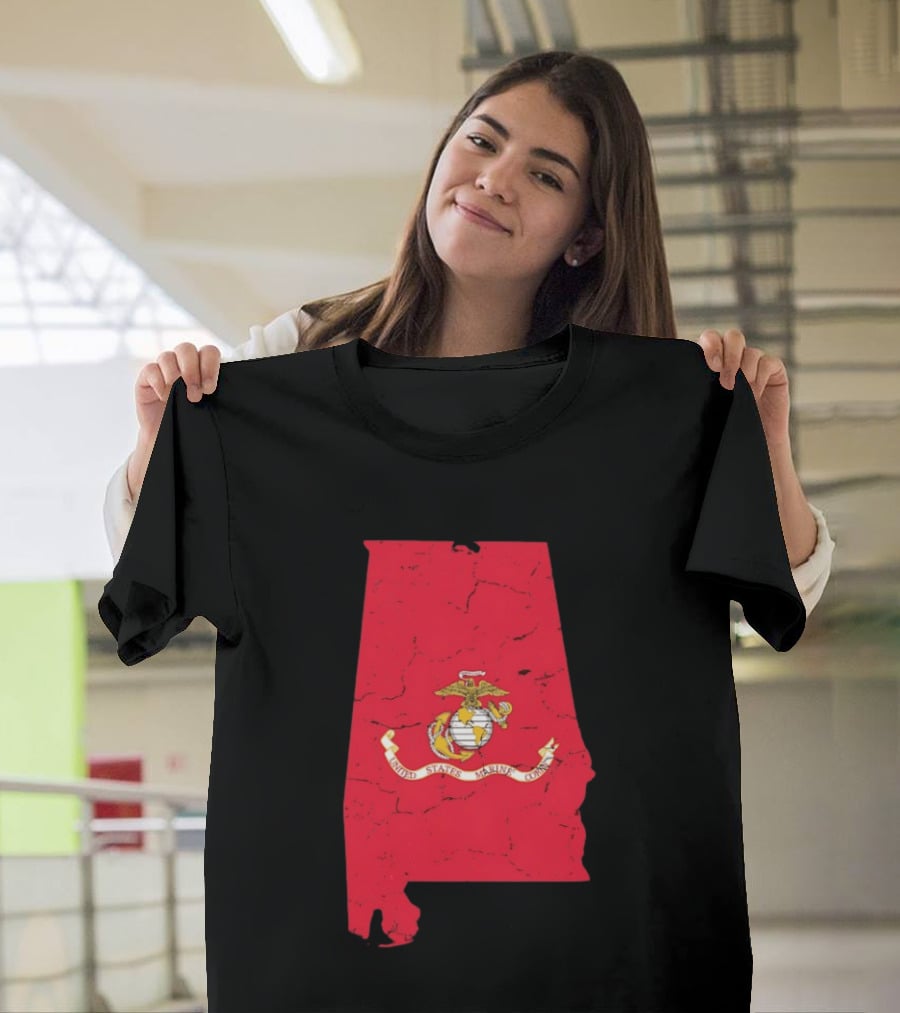United States Marine Corps Alabama Emblem Map T-Shirt