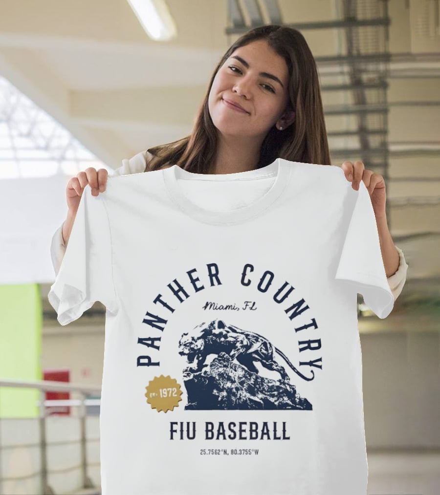 Panther Country FIU Baseball Miami FL 1972 Coordinates T-Shirt