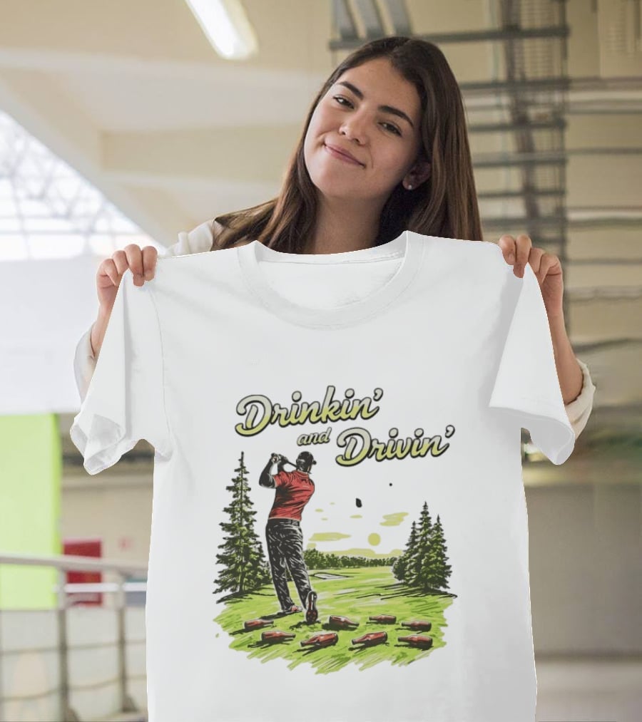 Drinkin' And Drivin' Golfer With Bottles On Golf Course T-Shirt