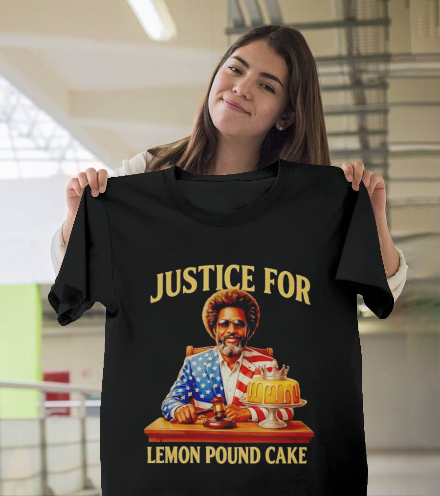 Justice For Lemon Pound Cake Meme Retro Style Judge With Gavel And Patriotic Suit T-Shirt