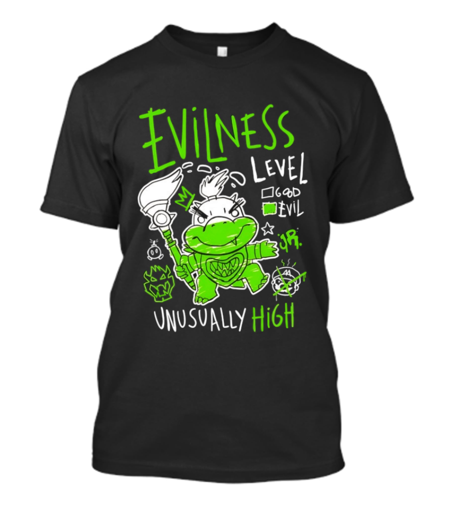 Baby Bowser Evilness Level Unusually High Mischievous Green T-Shirt