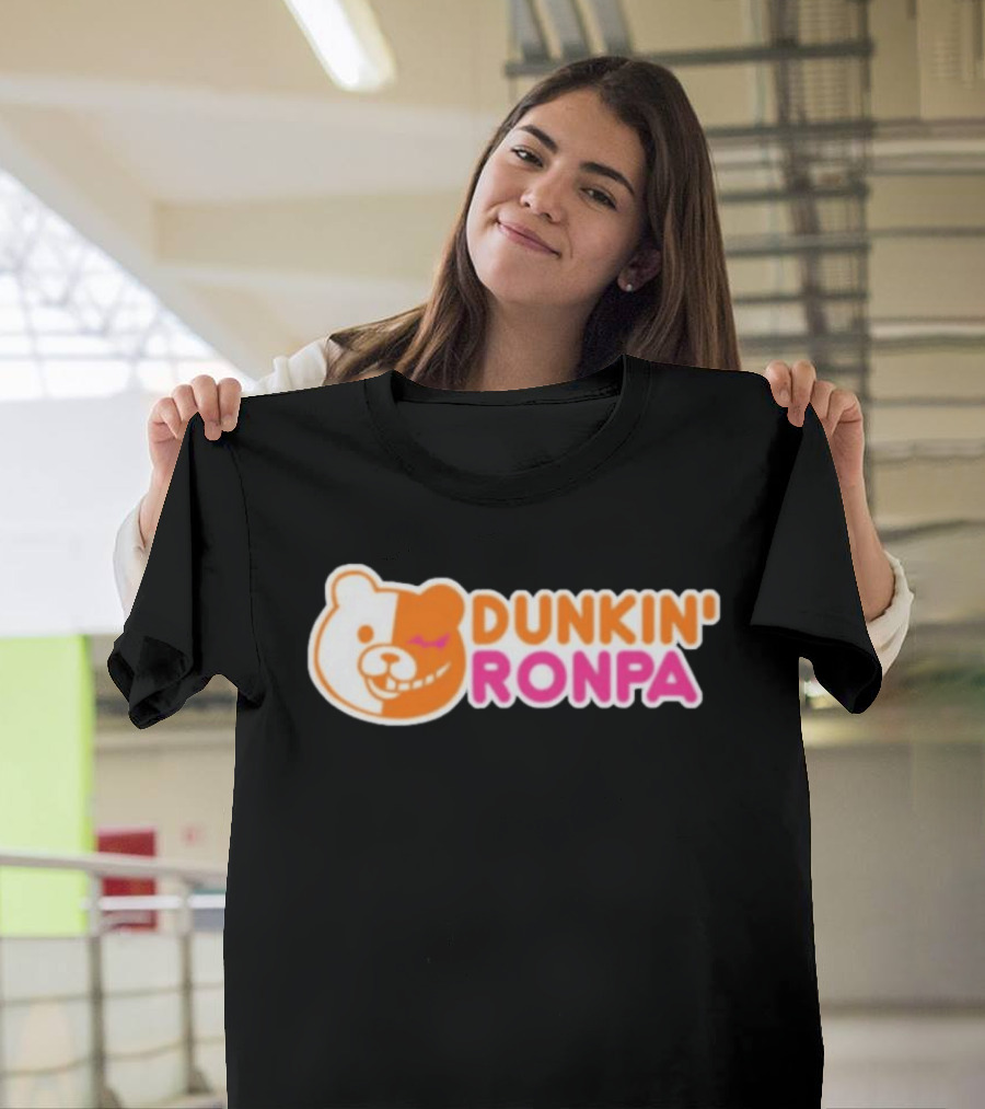 Dunkin' Ronpa Bear Face Graphic Brian Beacock T-Shirt
