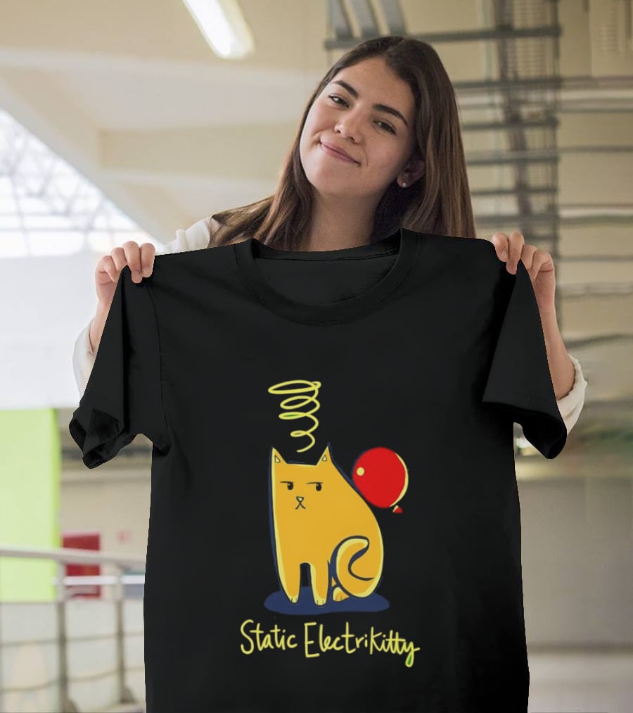 Static Electricity Cat Balloon Fun T-Shirt