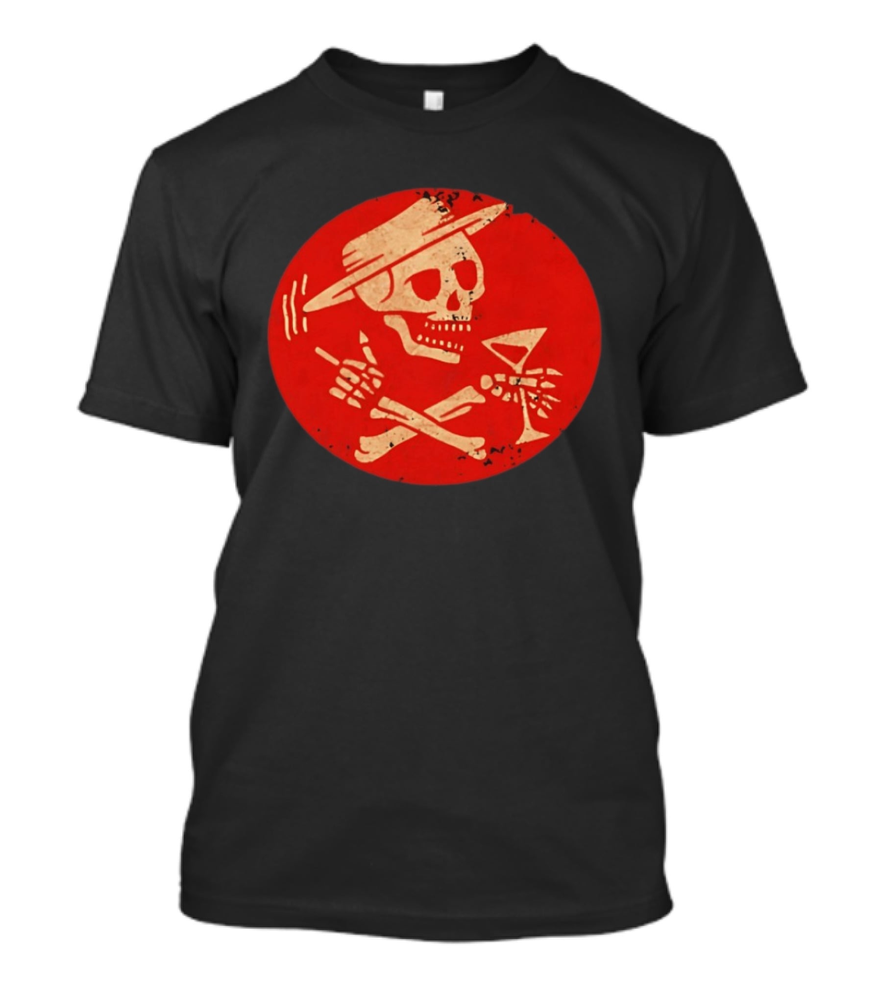 Social Distortion Skeleton Skull With Hat And Martini T-Shirt