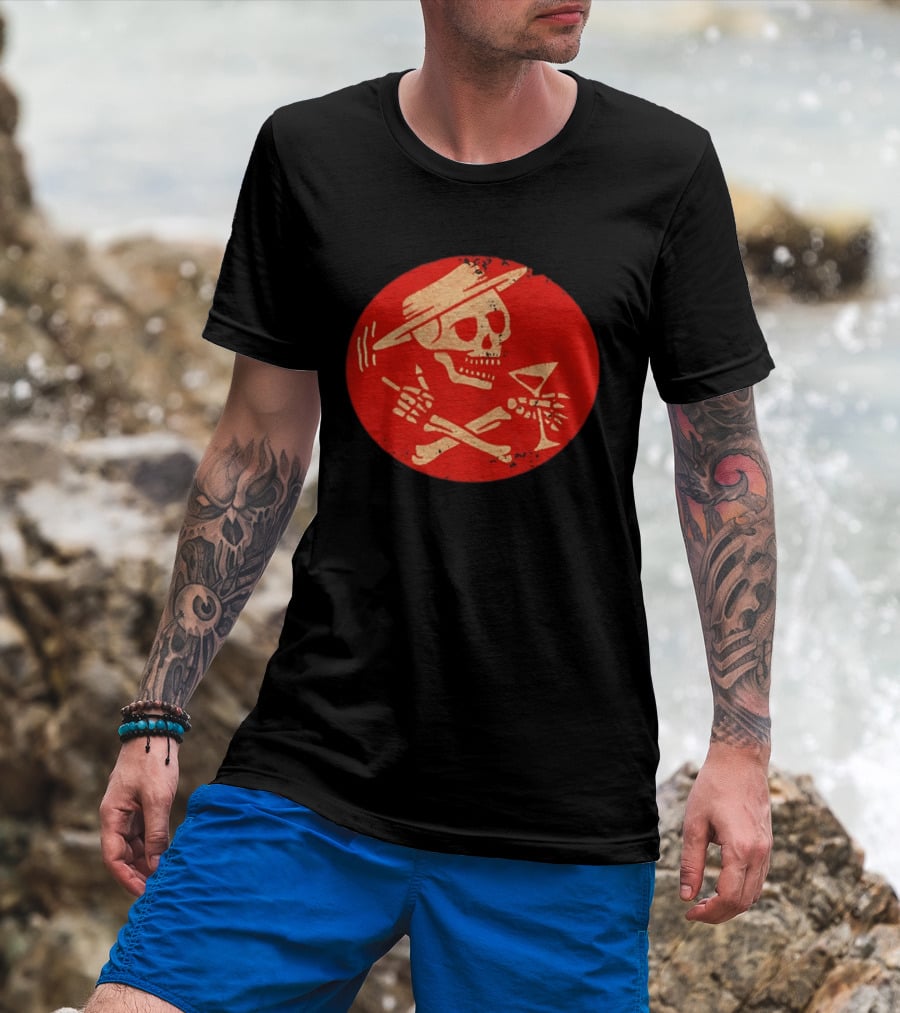 Social Distortion Skeleton Skull With Hat And Martini T-Shirt