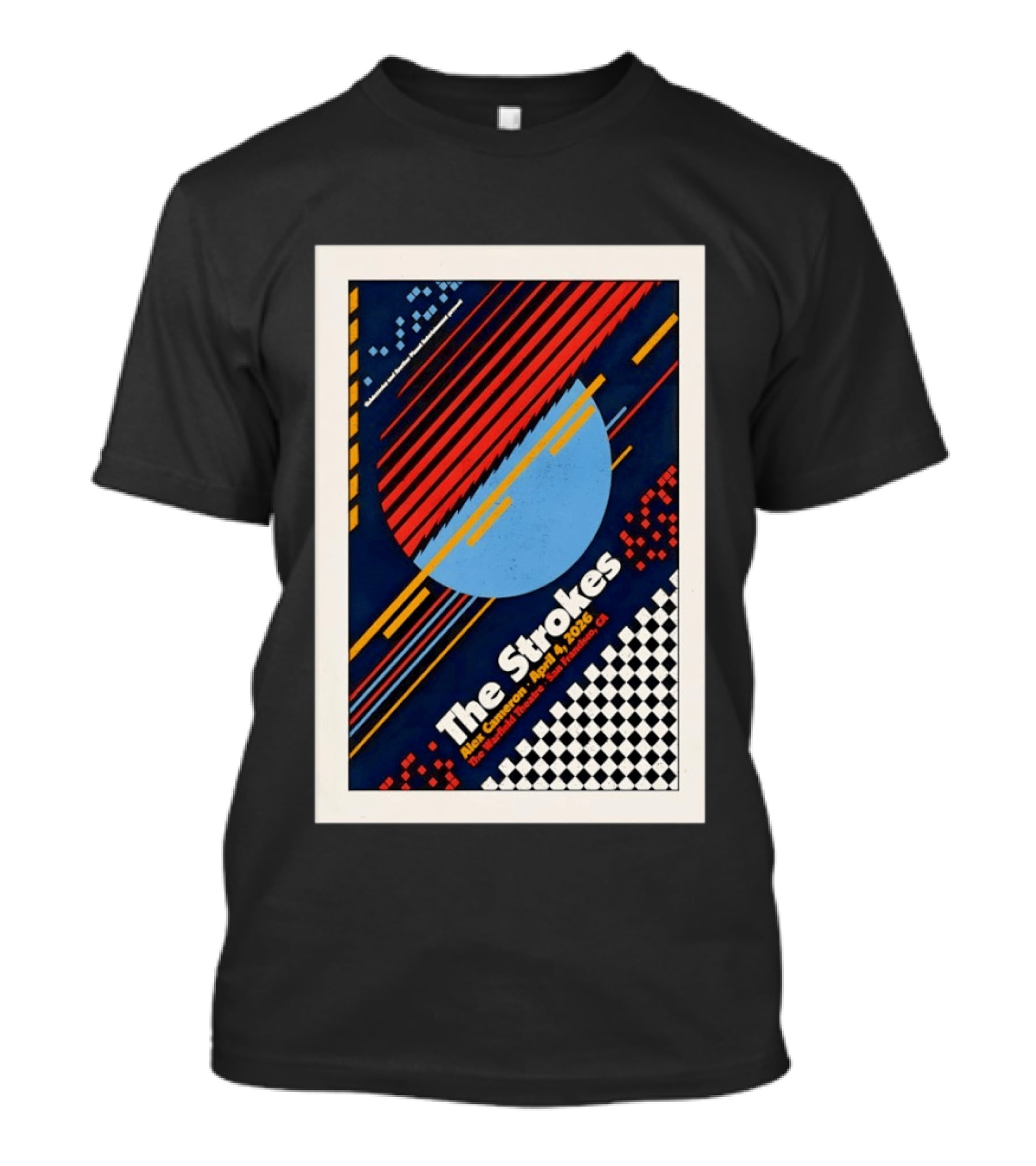 The Strokes Alex Cameron April 4 2026 San Francisco CA Checkerboard Stripes T-Shirt