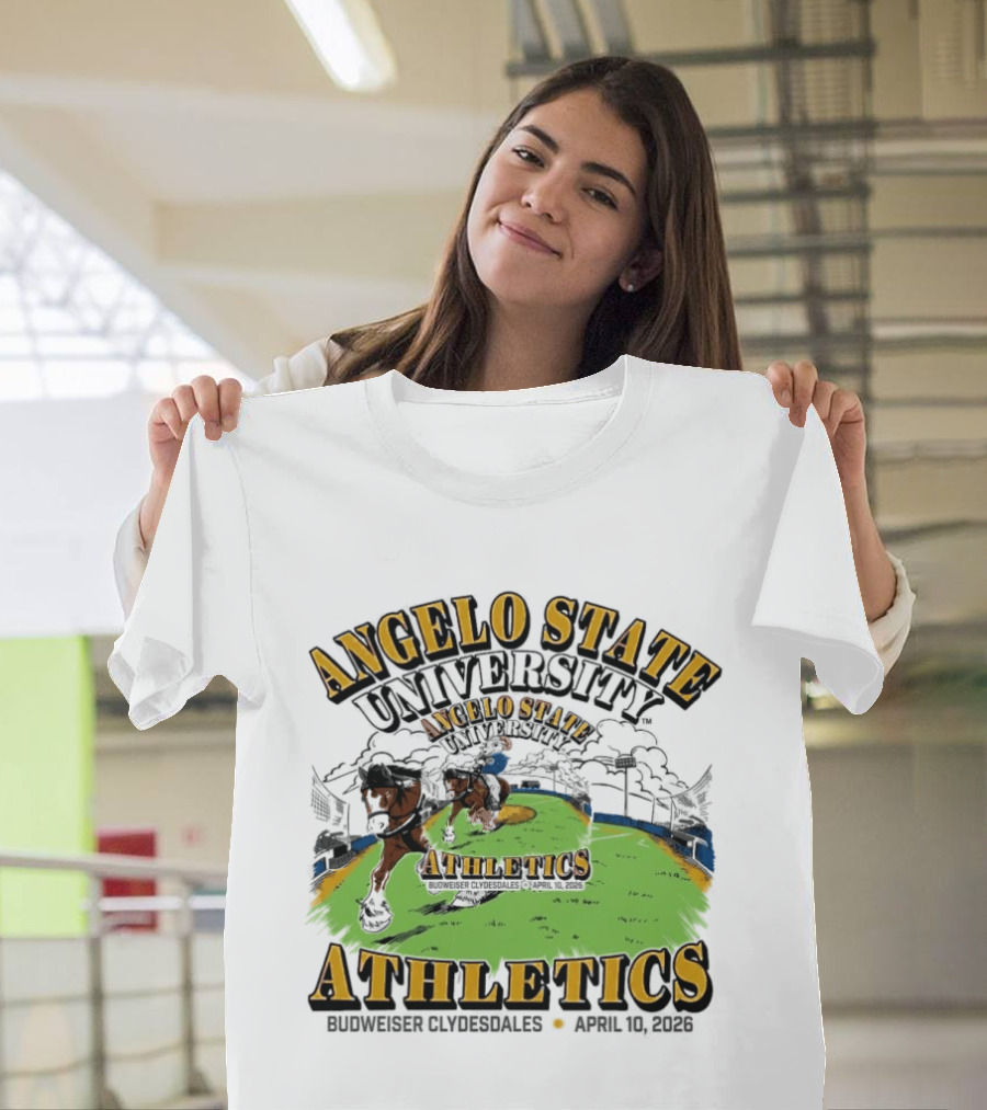 Angelo State University Athletics Budweiser Clydesdales April 10 2026 Event Celebration T-Shirt