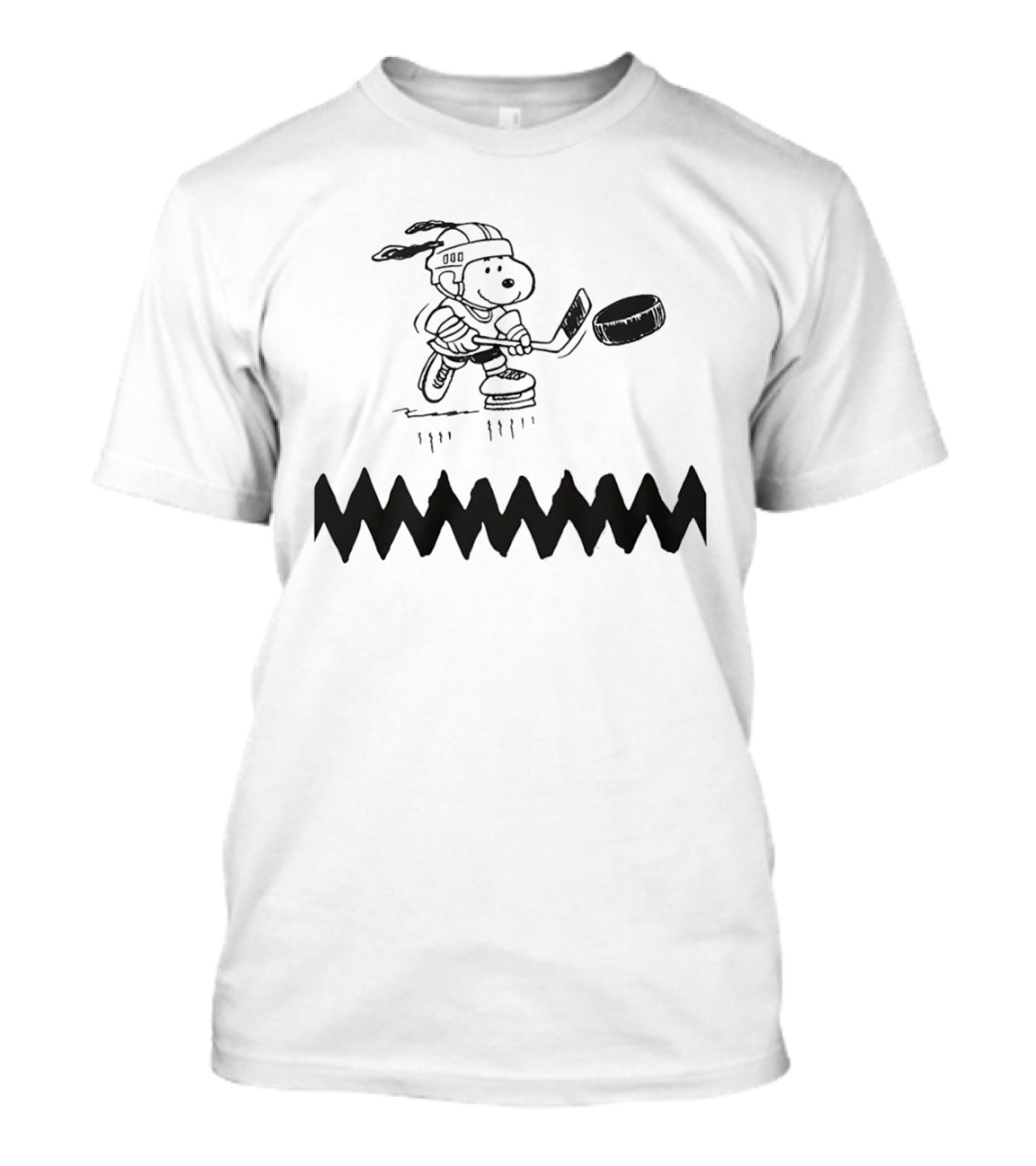 Snoopy Peanuts Ice Hockey Player Skating With Puck T-Shirt