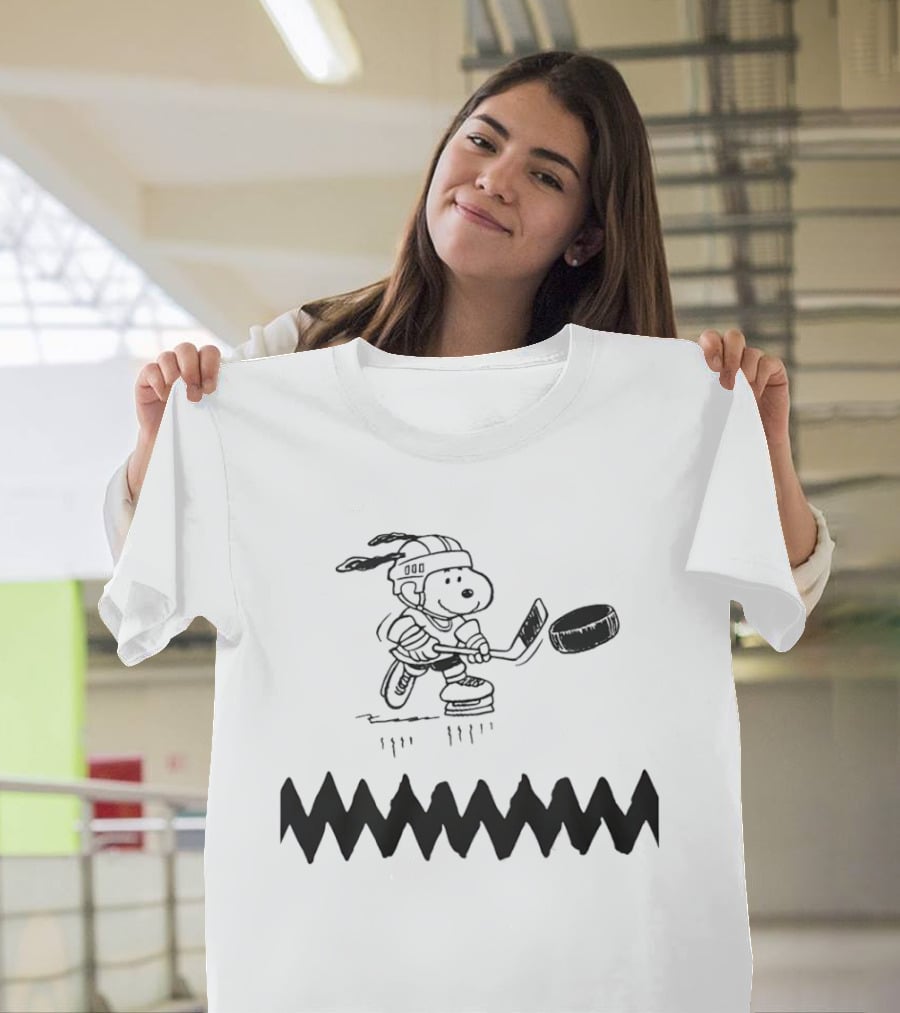 Snoopy Peanuts Ice Hockey Player Skating With Puck T-Shirt