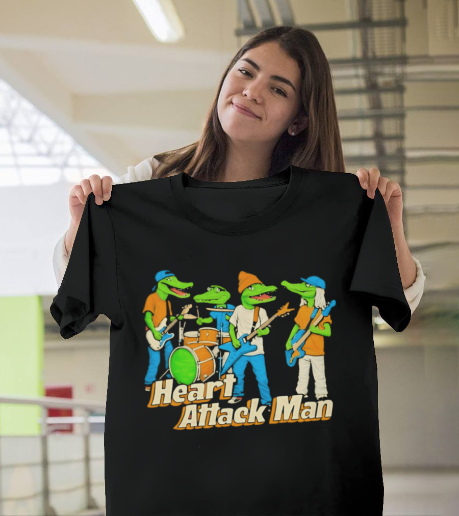 Heart Attack Man Gator Band Playing Music T-Shirt