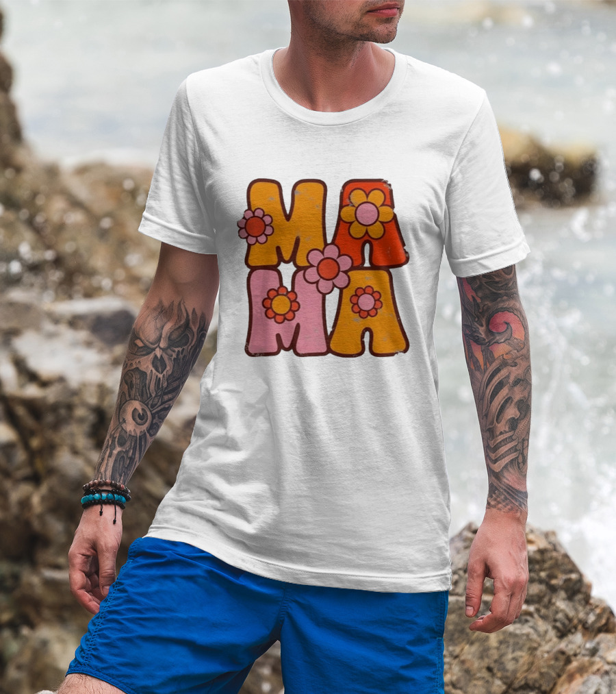 Mama Flower Power Retro Mother's Day Vintage Florals T-Shirt