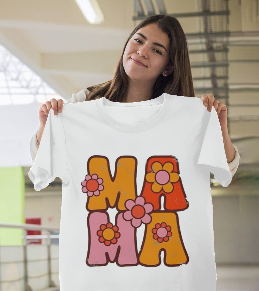 Mama Flower Power Retro Mother's Day Vintage Florals T-Shirt
