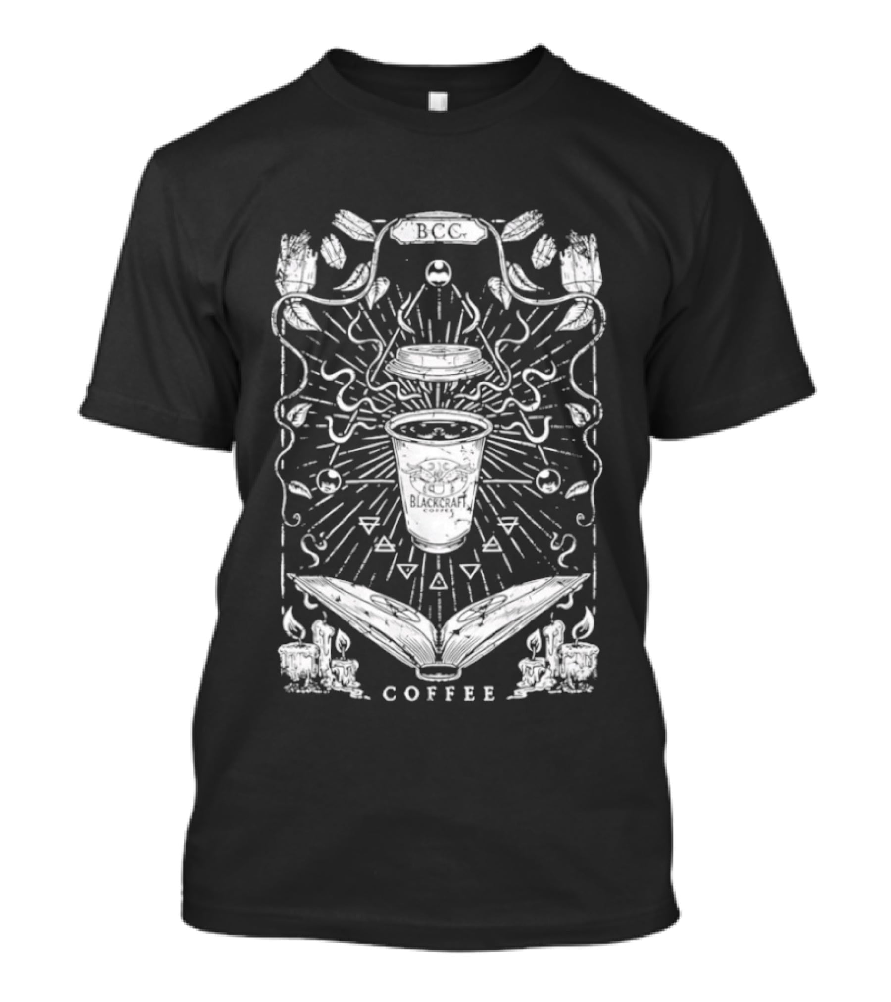 Blackcraft Coffee Tarot Mystical Cup And Moth Symbolism T-Shirt