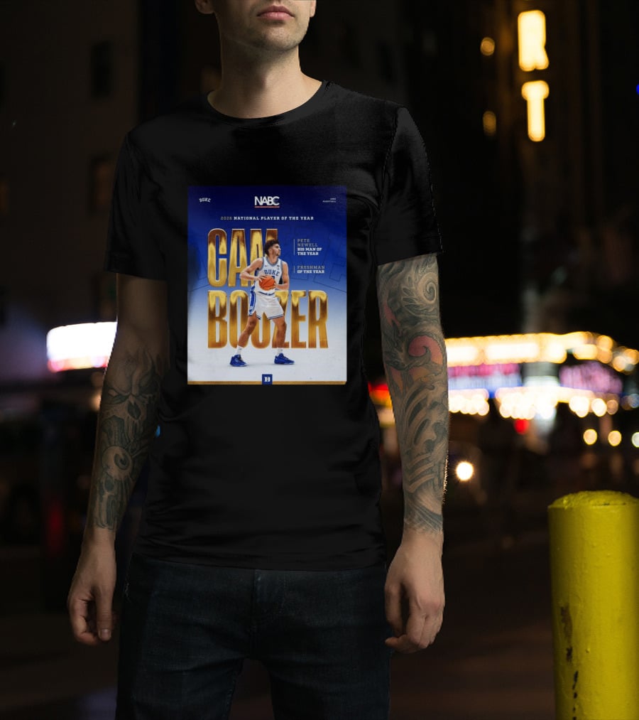 Duke Basketball Cameron Boozer 2026 National Player Pete Newell Big Man Freshman Of The Year T-Shirt