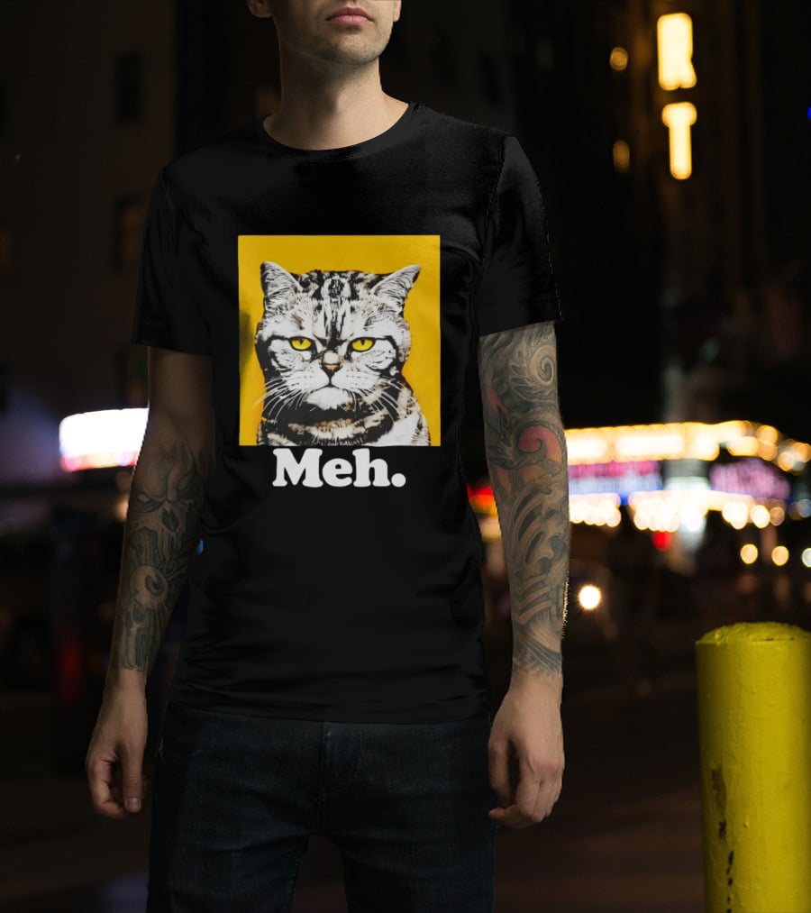 Meh Angry Cat With Yellow Eyes T-Shirt