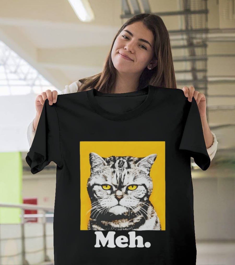 Meh Angry Cat With Yellow Eyes T-Shirt