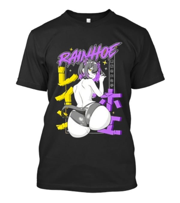 Rainhoe Demon Girl Anime Aesthetic With Japanese Text And Stars T-Shirt