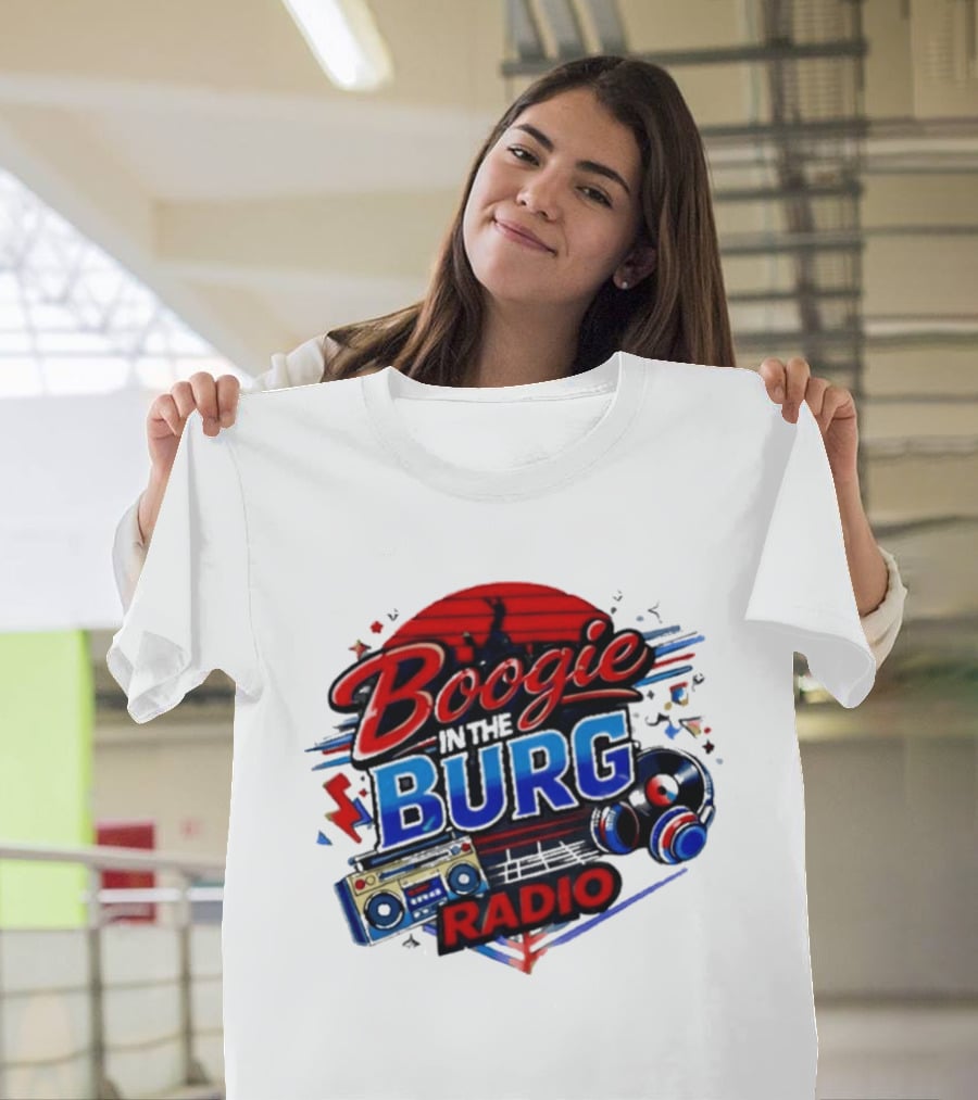Boogie In The Burg Radio Music Headphones Boombox Dance T-Shirt