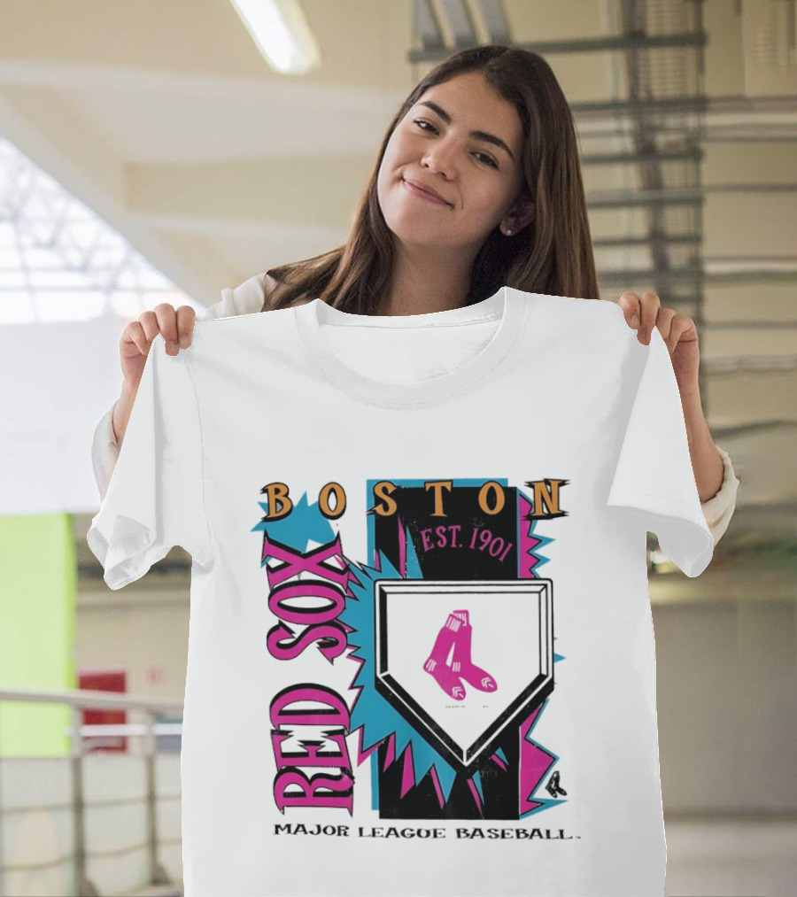 Boston Red Sox Major League Baseball Neon Cooperstown Est 1901 T-Shirt